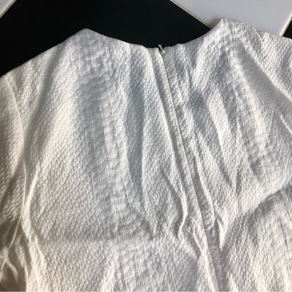 Vince Sheath Dress Textured Snake Print 3/4 Length Sleeves Mod Retro White sz 12 - Picture 7 of 11